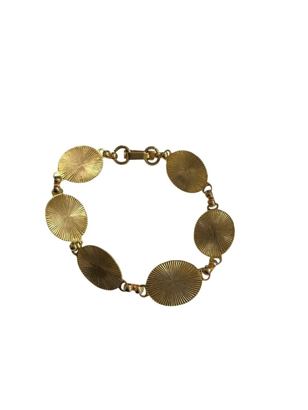Vintage Gold-Tone  Bold Statement Bracelet With White Sculpted Cabochans
